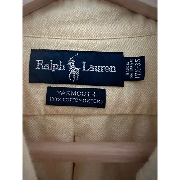 Ralph Lauren Men's Button Down Dress Shirt Yarmouth Butter Yellow Cotton 17.5 JL - Picture 7 of 10